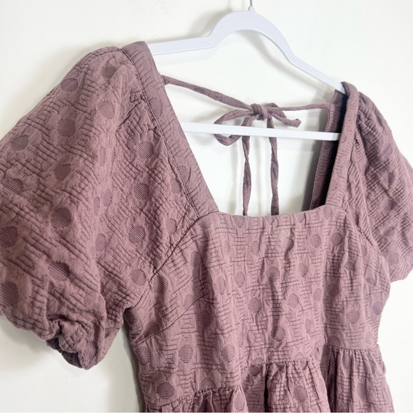 Madewell Floral Quilted Puff-Sleeve Mini Dress in Fig Purple Size Small NWT - Picture 6 of 14